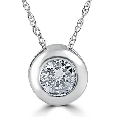 Pompeii3 5/8ct Round Bezel Solitaire Real Diamond Pendant 14k White Gold