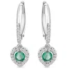 Pompeii3 5/8ct Tw Emerald Lever Back Dangle Hoops White Gold Heart Earrings 3/4" Tall In Green