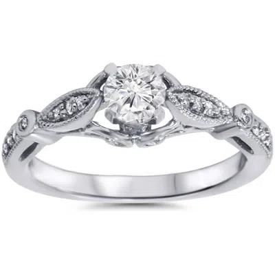 Pompeii3 5/8ct Vintage Round Diamond Engagement Ring 14k White Gold In Multi