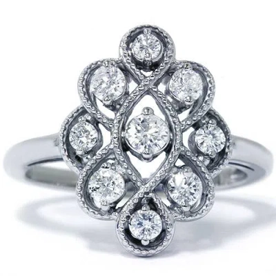 Pompeii3 5/8ct Vintage Style Diamond Ring 14k White Gold In Multi
