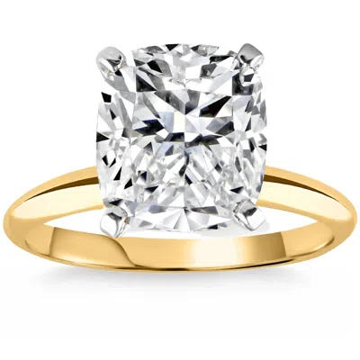 Pompeii3 5ct 14k Two Tone Certified Lab Grown Cushion Diamond Engagement Ring In Silver