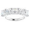 Pompeii3 5ct Asscher Cut Moissanite Five Stone Wedding Ring Anniversary Band White Gold In Silver