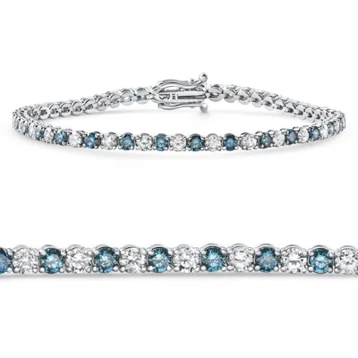 Pompeii3 5ct Blue & White Diamond Tennis Bracelet 14k Gold Lab Grown 7" Size: 7 In Multi