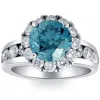 Pompeii3 5ct Blue Diamond Halo Engagement Ring In White Gold Lab Grown In Blue