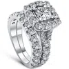 Pompeii3 5ct Cushion Halo Split Ring Diamond Engagement Set In White Yellow Rose Gold In Multi