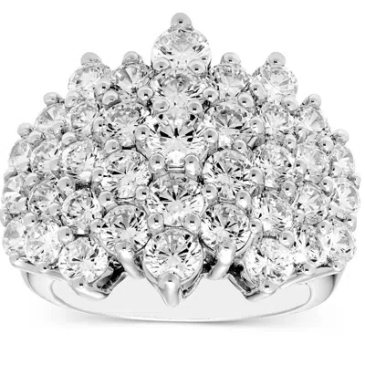 Pompeii3 5ct Diamond Fashion Cluster Ring Anniversary Band In White, Yellow, Or Rose Gold In Silver