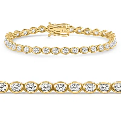 Pompeii3 5ct Diamond Half Bezel Tennis Bracelet 14k White Or Yellow Gold 7" Lab Grown