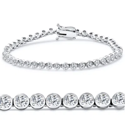 Pompeii3 5ct Diamond Half Bezel Tennis Bracelet 14k White Or Yellow Gold 7" Lab Grown In Multi