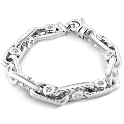 Pompeii3 5ct Diamond Men's 14k Gold (105gram) Or Platinum (170gram) 10mm Bracelet 8.75" In Silver