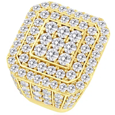 Pompeii3 5ct Diamond Ring Men's Flashy Multi Row Wedding Band In White Or Yellow Gold