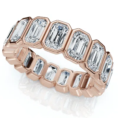 Pompeii3 5ct Emerald Cut Bezel Eternity Wedding Ring 14k Gold Lab Grown In Multi