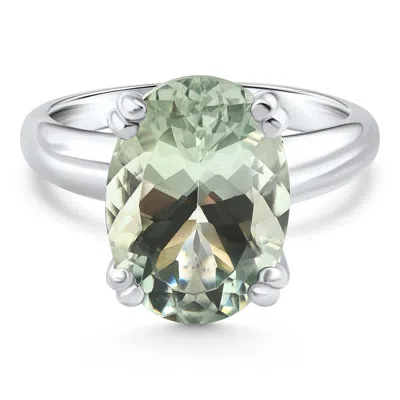 Pompeii3 5ct Green Amethyst Oval Ring 10k Gold In Silver