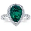 Pompeii3 5ct Pear Shape Emerald & Lab Grown Diamond Halo Ring In 10k White Gold In Multi