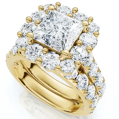 Pompeii3 5ct Princess Cut Diamond Engagement Matching Wedding Ring Set 10k Gold Lab Grown