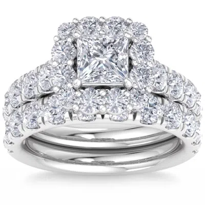 Pompeii3 5ct Princess Cut Diamond Engagement Matching Wedding Ring Set 10k Gold Lab Grown In Multi