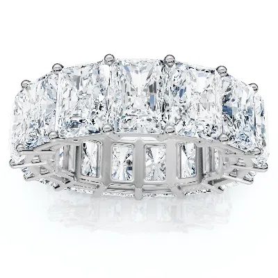 Pompeii3 5ct Radiant Cut Diamond 14k White Gold Eternity Wedding Ring Lab Grown In Gray