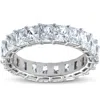 Pompeii3 5ct Radiant Cut Diamond Platinum Eternity Ring In Silver