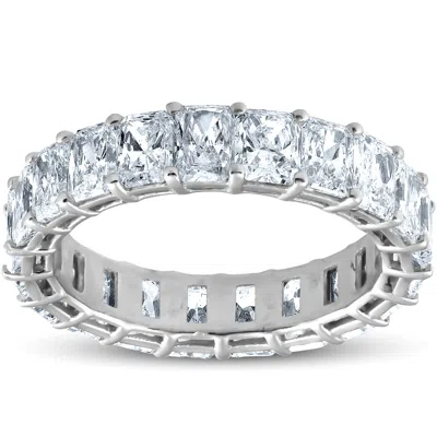 Pompeii3 5ct Radiant Cut Diamond Platinum Eternity Ring In Silver