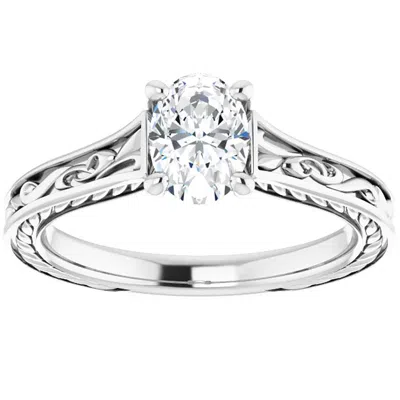 Pompeii3 5ct Three Stone Moissanite Ring 10k White Gold In Silver