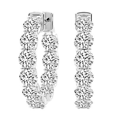 Pompeii3 5ct Tw Diamond Inside Outside Hoops Earrings 14k White Gold Lab Growm In Multi