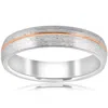 Pompeii3 5mm 14k Rose Gold Two Tone Mens Brushed Wedding Band In Silver