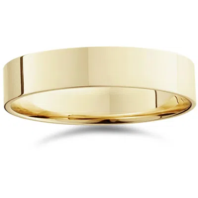 Pompeii3 5mm Flat High Polished Wedding Band 14k Yellow Gold Size Selectable