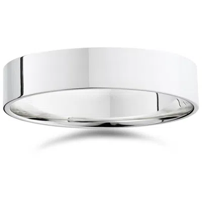 Pompeii3 5mm Flat High Polished Wedding Plain Comfort Fit Band 14k White Gold Unisex Size Selectable In Multi