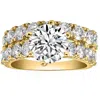 Pompeii3 6 1/2ct Diamond Engagement Wedding Ring Set In 10k Yellow Gold Lab Grown In Silver