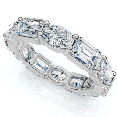 Pompeii3 6 1/2ct Oval & Emerald Diamond Eternity Ring 14k Gold Or Platinum Lab Grown In Multi