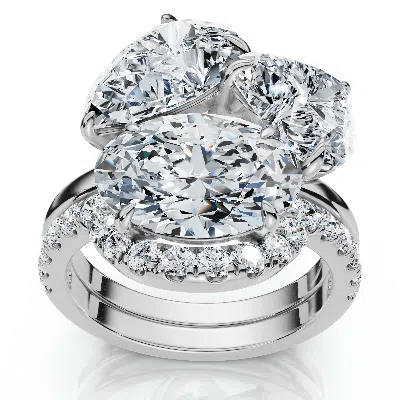 Pompeii3 6 1/3ct Abstract Diamond Ring Set 14k Gold Lab Grown Fg/vs In Silver