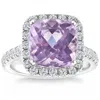 Pompeii3 6 1/4ct Cushion Pink Kunzite & Diamond Halo Ring 14k Gold Lab Grown In Multi