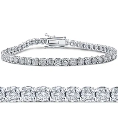 Pompeii3 6 1/4ct Lab Grown Diamond Tennis Bracelet 14k White Gold In Silver
