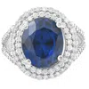 Pompeii3 6 1/5 Ct Diamond Oval Blue Sapphire Diamond Double Halo Ring 10k White Gold In Multi