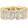 Pompeii3 6 Ct Emerald Cut Designer Wide Diamond Eternity Wedding Ring 14k Gold Lab Grown In Multi