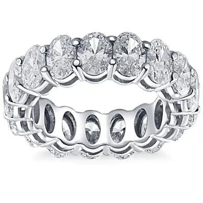 Pompeii3 6 Ct Oval Moissanite Eternity Ring Womens Wedding Band 10k White Gold In Multi