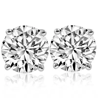 Pompeii3 6 Ct Tw Round Moissanite Studs In 14k White Gold In Silver
