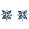 Pompeii3 .60ct Petal Marquise Blue Sapphire Diamond Studs Earrings White Gold Lab Grown In Multi