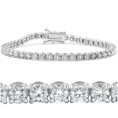 Pompeii3 6.25 Ct Diamond Tennis Bracelet 7" One Row Natural Round Diamonds 14k White Gold In Burgundy