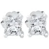 Pompeii3 .65 Ct Princess Cut Diamond Studs 14k White Gold Enhanced In Silver