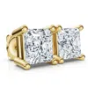 Pompeii3 .66ct Square Princess Cut Natural Diamond Stud Earrings In 14k Gold Basket Setting In Brown