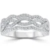 Pompeii3 .67ct Diamond Multi Row Infinity Cross Over Ring 14k White Gold Size 7
