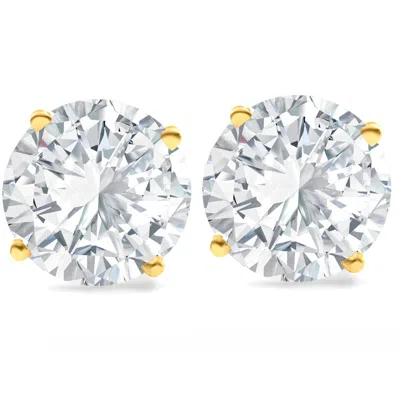Pompeii3 6.85ct Round Diamond Studs 14k Yellow Gold Lab Grown Screw Back Earrings In Multi