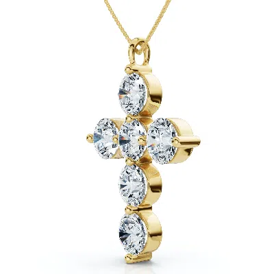 Pompeii3 6ct Diamond Cross Pendant Lab Grown 18" Necklace In Gold