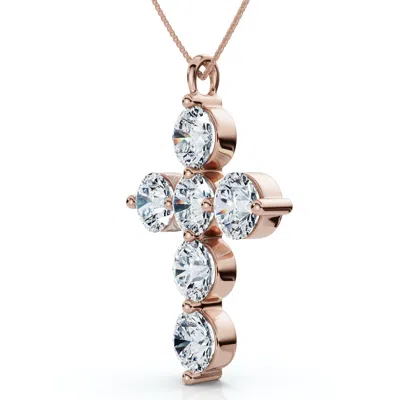 Pompeii3 6ct Diamond Cross Pendant Lab Grown 18" Necklace In Gold