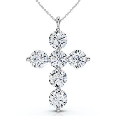 Pompeii3 6ct Diamond Cross Pendant Lab Grown 18" Necklace In White