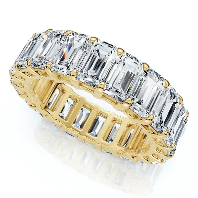 Pompeii3 6ct Emerald Cut Diamond Eternity Ring 14k Gold Or Platinum Lab Grown In Pink