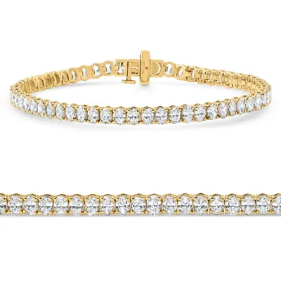 Pompeii3 6ct Oval Cut Diamond Tennis Bracelet 14k Yellow Gold Lab Grown 7"