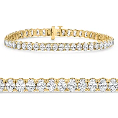 Pompeii3 6ct Oval Cut Diamond Tennis Bracelet 14k Yellow Gold Lab Grown 7" Size: Medium In Multi