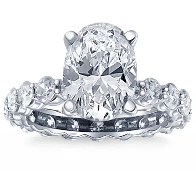 Pompeii3 6ct Tw Diamond Engagement Eternity Oval Cut Ring 14k White Gold Lab Grown In Silver