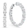 Pompeii3 6ct Tw Oval Diamond Inside Outside Hoops Vault Lock 14k White Gold Lab Grown In Metallic
